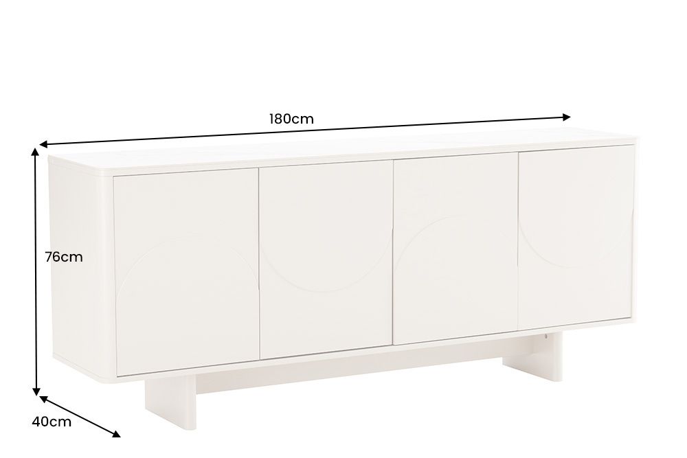 Design Sideboard SAVOY 180cm kaschmir weiß Marmor Keramik mit Stauraum und 3D-Front