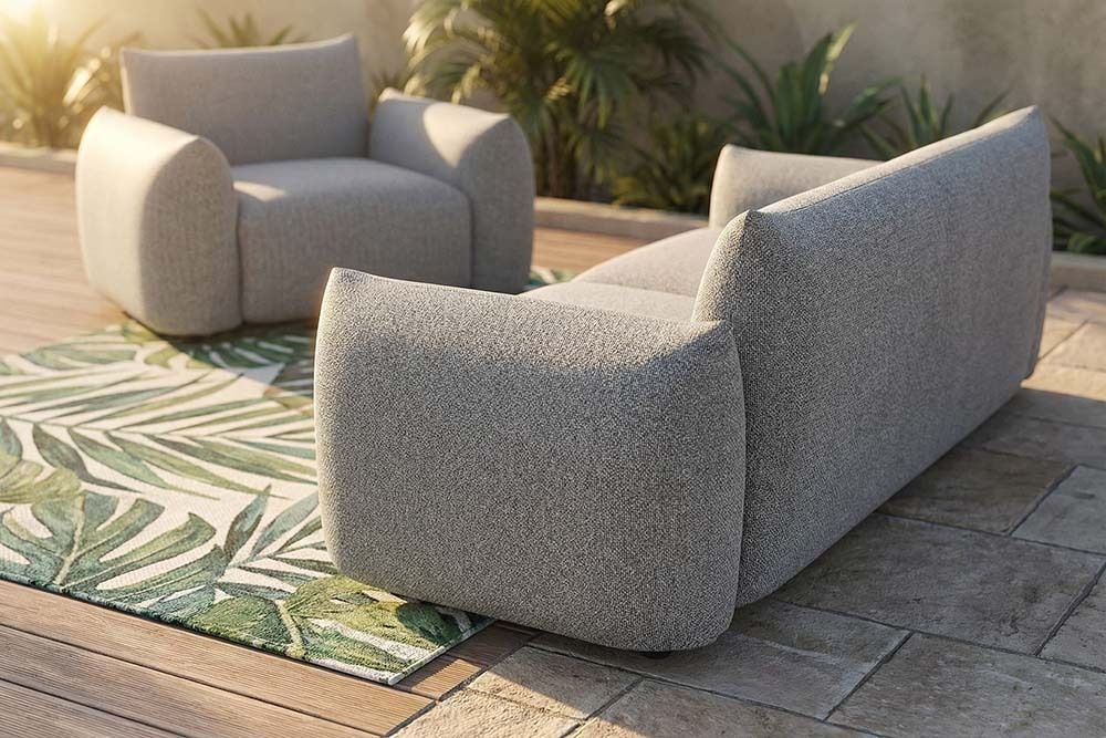 In- und Outdoor Sofa SEAHAWK 205cm anthrazit Aluminium Olefin wetterfest 2-Sitzer Couch