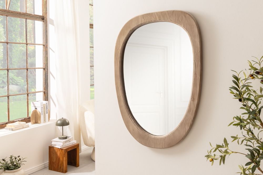 Design Spiegel ORGANIC 105cm natur beige Pinienholz abgerundeter Rahmen Wandspiegel » Jetzt kaufen