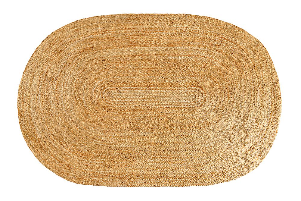 Ovaler Teppich PURE NATURE 230x160cm Jute handgewebt Flachgewebe
