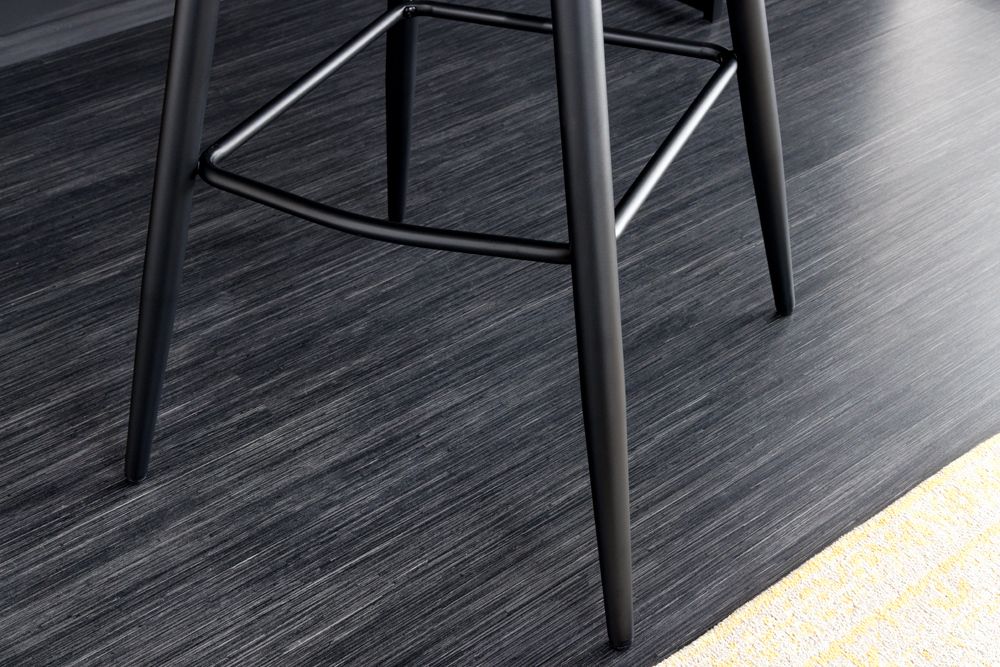 Design Barhocker EUPHORIA grau Samt schwarze Metallbeine Barstuhl mit Lehne
