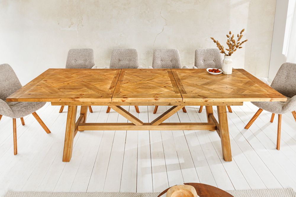 Ausziehbarer Esstisch RIVIERA 180-240cm natur recycelte Pinie Massivholz