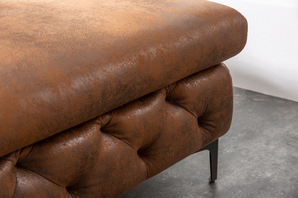 Chesterfield Ecksofa MODERN BAROCK 275cm antik braun Microfaser 3-Sitzer Federkern