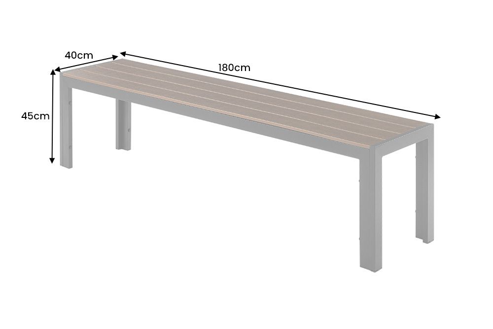 Moderne Gartenbank DESIGNO 180cm dunkelbraun schwarz Aluminium wetterfest Outdoor Sitzbank