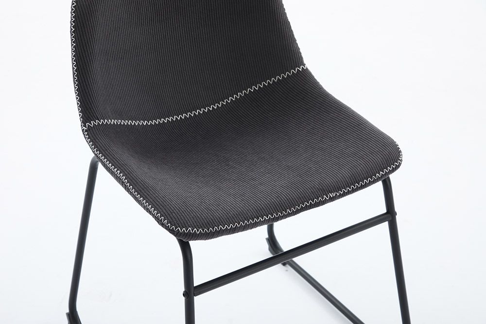 Industrial Design Stuhl DJANGO grau Cord mit Metallgestell