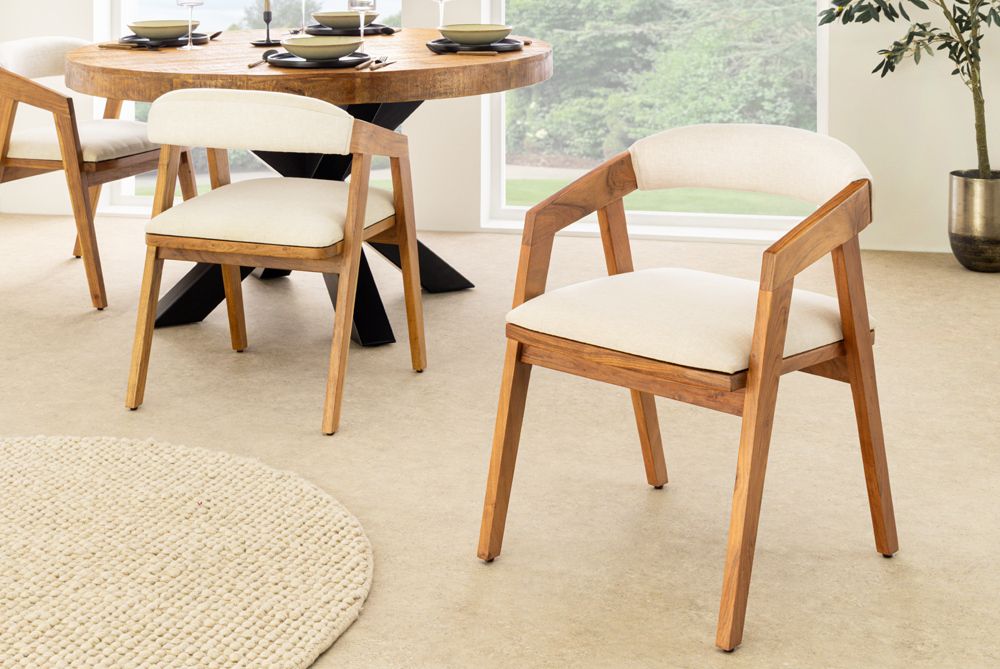Design Stuhl MAMMUT beige natur massives Akazienholz honey finish