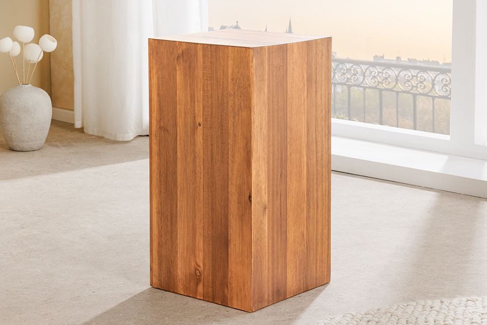 Massivholz Dekosäule COLUMNA 50cm braun Akazie Beistelltisch