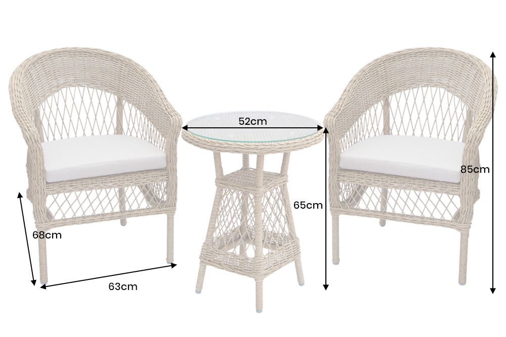 In- und Outdoor Garten-Set ELYSEE natur grau Polyrattan Aluminium inkl. Tisch Kissen