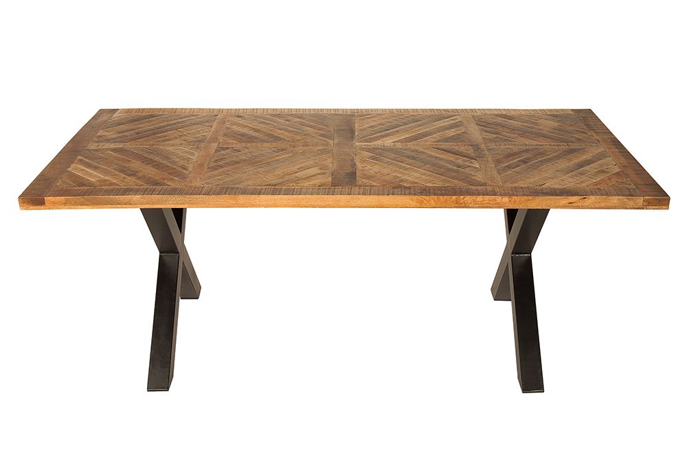 Massiver Esstisch INFINITY HOME 200cm natur schwarz Mangoholz Industrial Design X-Gestell