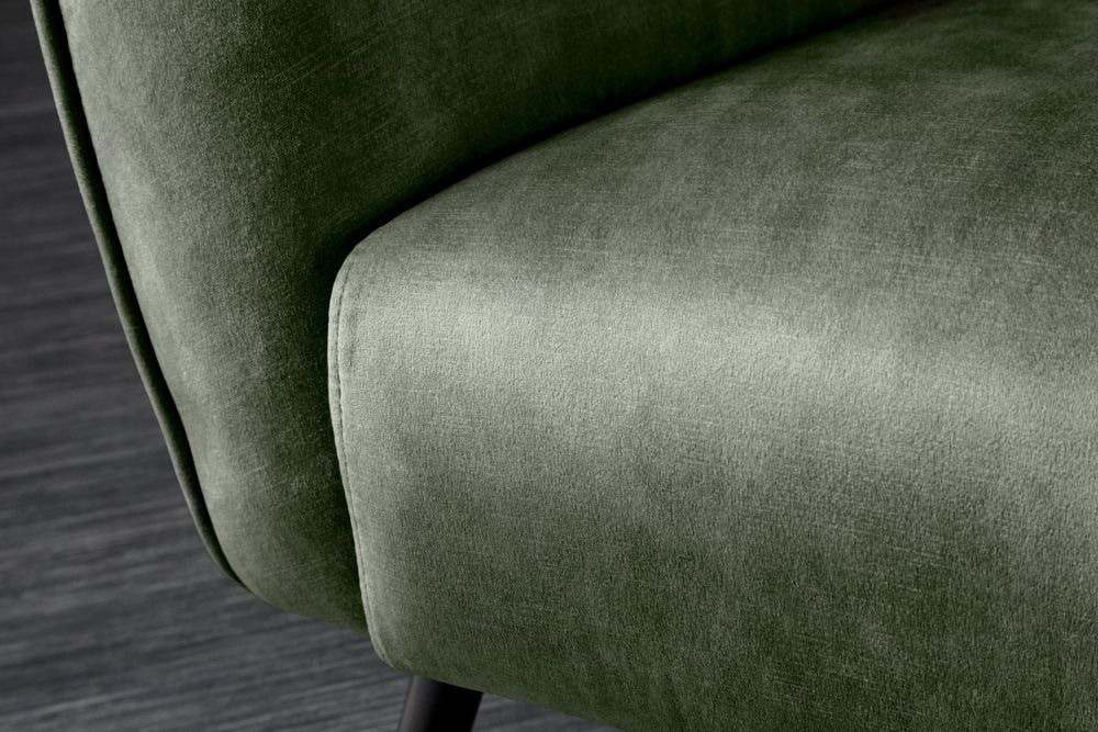 Design XL Sessel AMSTERDAM grün Samt schwarze Metallbeine Retro Stil
