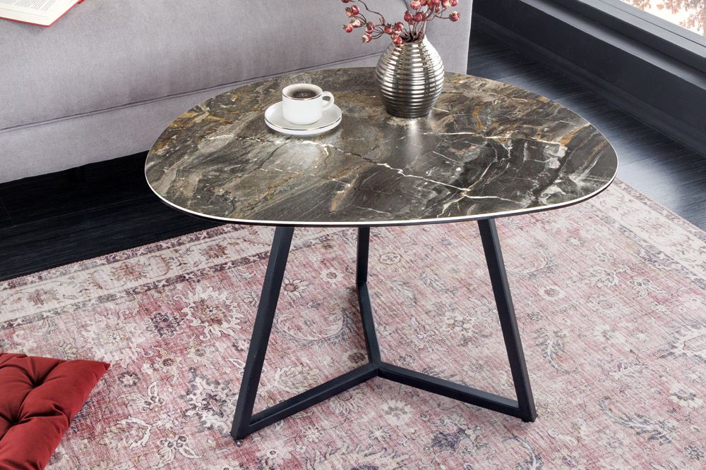 Moderner Couchtisch MARVELOUS 70cm taupe Marmor Keramik made in Italy