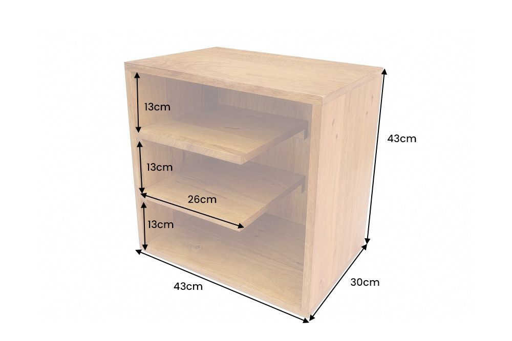 Massiver Beistelltisch CUBUS 45cm braun Mangoholz honey finish Regal Nachttisch