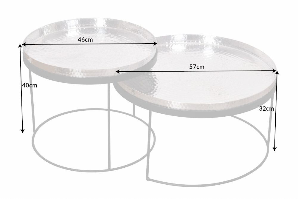 2er Set Runde Couchtische ELEMENTS 60cm gold schwarz Metall Tabletttisch Beistelltisch handmade