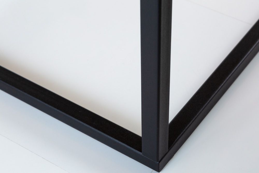 Industrial Couchtisch ARCHITECTURE 100cm Wildeiche geölt schwarzes Metallgestell Massivholz