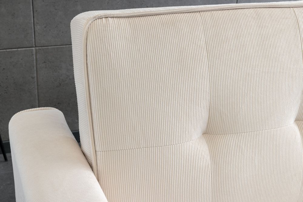 Ausziehbares Schlafsofa SMART 180cm beige Cord 2-Sitzer Couch mit Nosagfederung