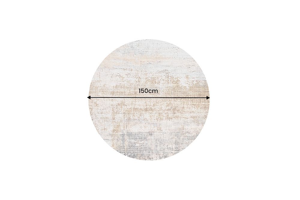 Runder Kurzflor Teppich DESERT PATINA 150cm sand greige taupe Indoor