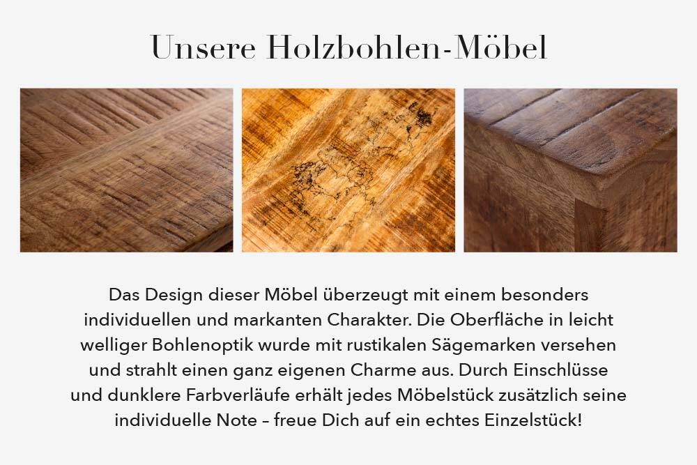 Industrial 2er Set Beistelltische ELEMENTS 60cm Mangoholz massiv rund schwarzes Metallgestell