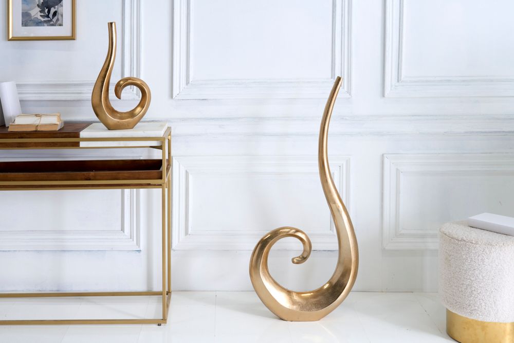 Moderne Vase WAVE XL 106cm gold Aluminium poliert Dekoration