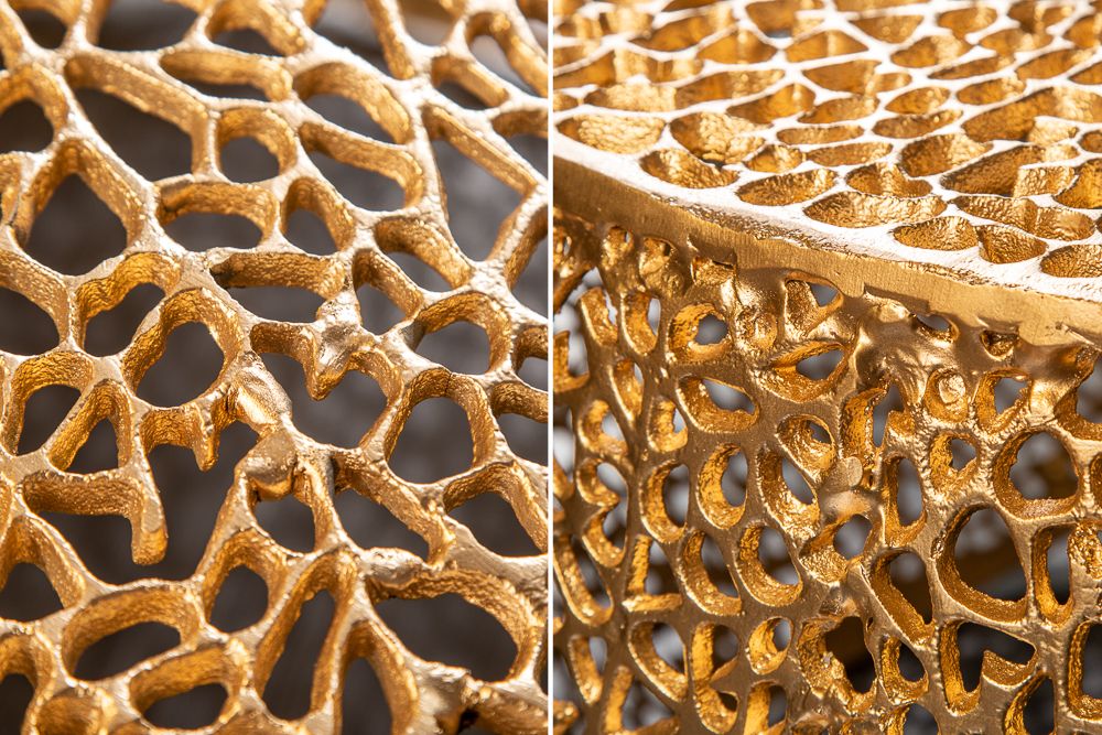 Filigraner Design Couchtisch ABSTRACT LEAF 130cm gold Handarbeit