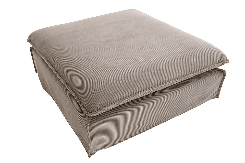 Großer Sitzhocker HEAVEN 100cm greige Cord Sofahocker abnehmbarer Bezug