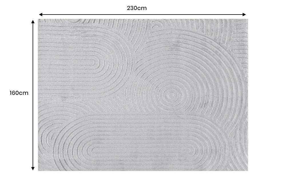 3D strukturierter Kurzflor Teppich ART DECO 230x160cm grau Hoch-Tief-Effekt