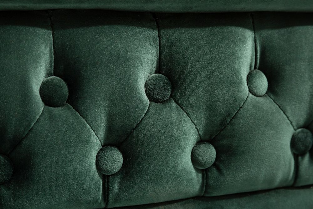 Barocker Sessel CHESTERFIELD flaschengrün Samt Federkern mit Knopfheftung