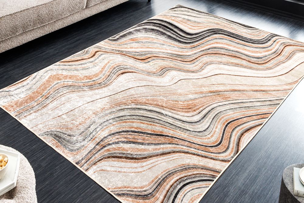 Moderner Teppich EARTH 230x160cm beige grau multicolor Flachgewebe Indoor-Teppich