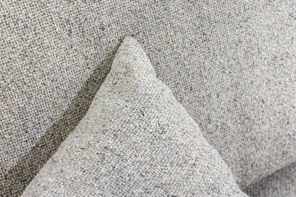 Wohnlandschaft KENT 220cm beige Strukturstoff  Ecksofa Federkern inkl. Hocker