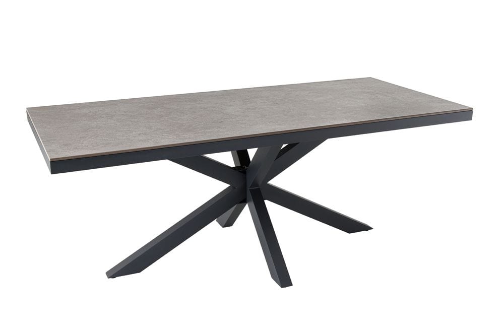 In- und Outdoor Esstisch GALAXIE 200cm hellgrau Keramik anthrazit Aluminium
