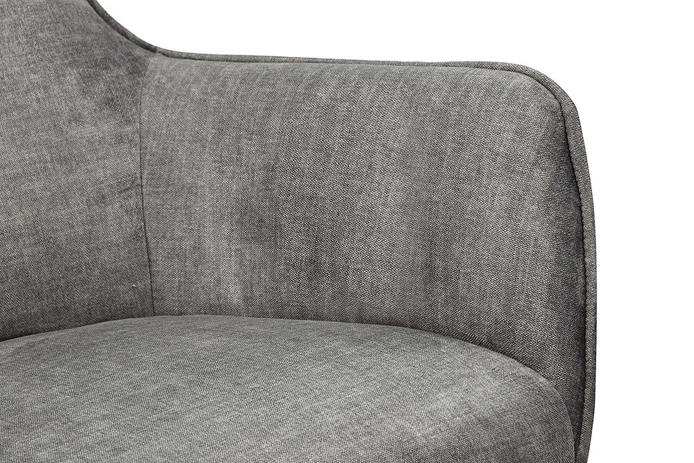 Drehbarer Sessel VOGUE grau Samt schwarze Metallbeine mit Armlehne