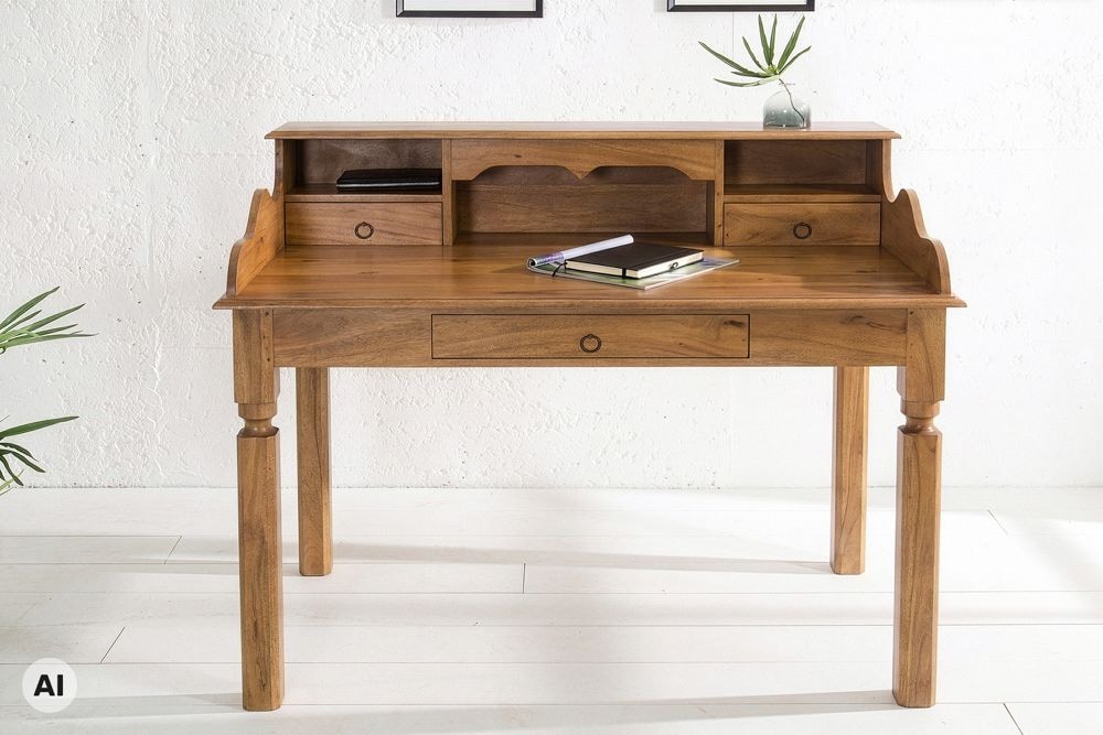 Design Sekretär HEMINGWAY L 115cm braun Mangoholz honey finish Schreibtisch