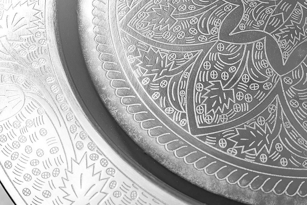 Runder Beistelltisch MARRAKESCH 40cm silber Teetisch abnehmbares Tablett klappbar