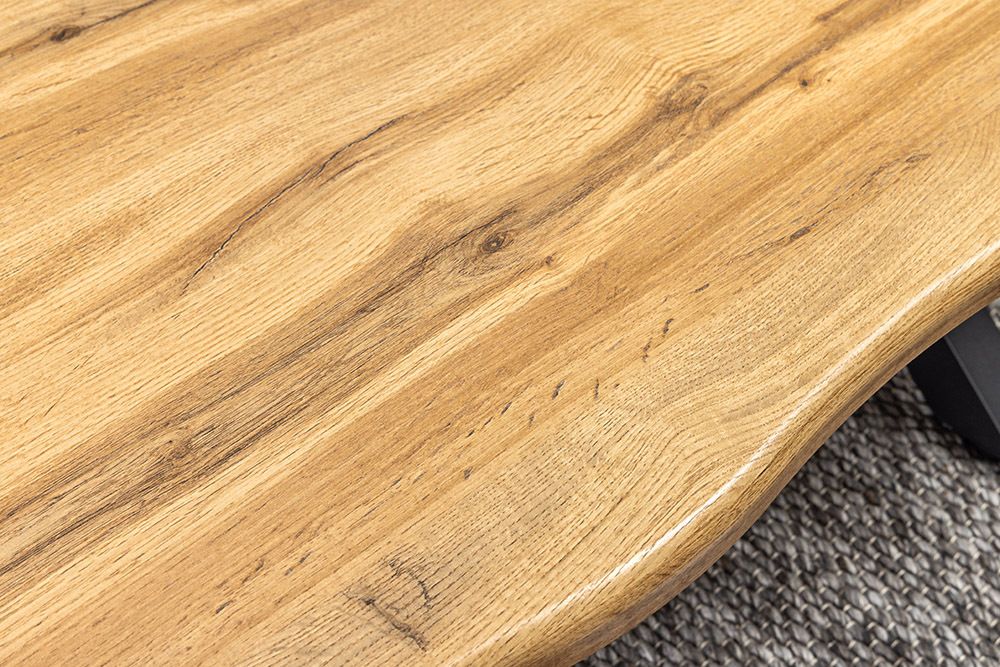 Industrial Couchtisch WILD 90cm braun Wildeichen-Optik schwarz Metall Baumkante