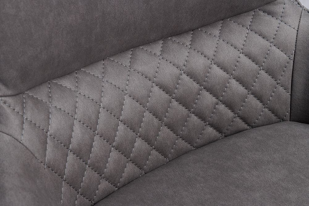 Drehbarer Design Stuhl ALPINE grau hellgrau Armlehnen schwarze Metallbeine