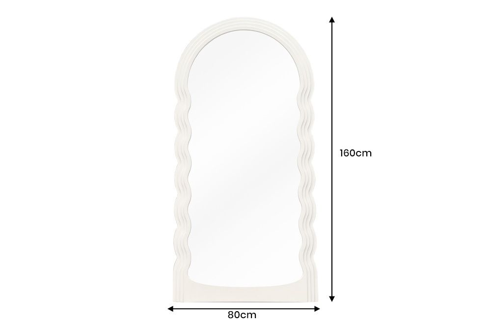 Design Wandspiegel WAVE 160cm weiß Rundbogen Spiegel
