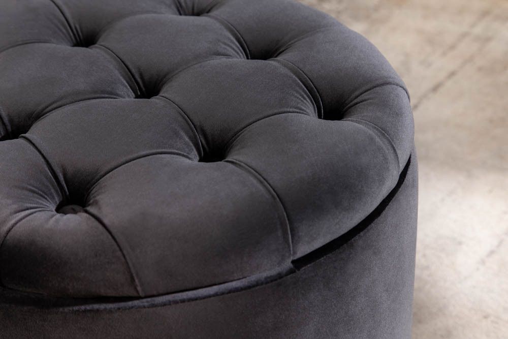 Eleganter Hocker MODERN BAROCK 50cm schwarz Samt Aufbewahrungkorb