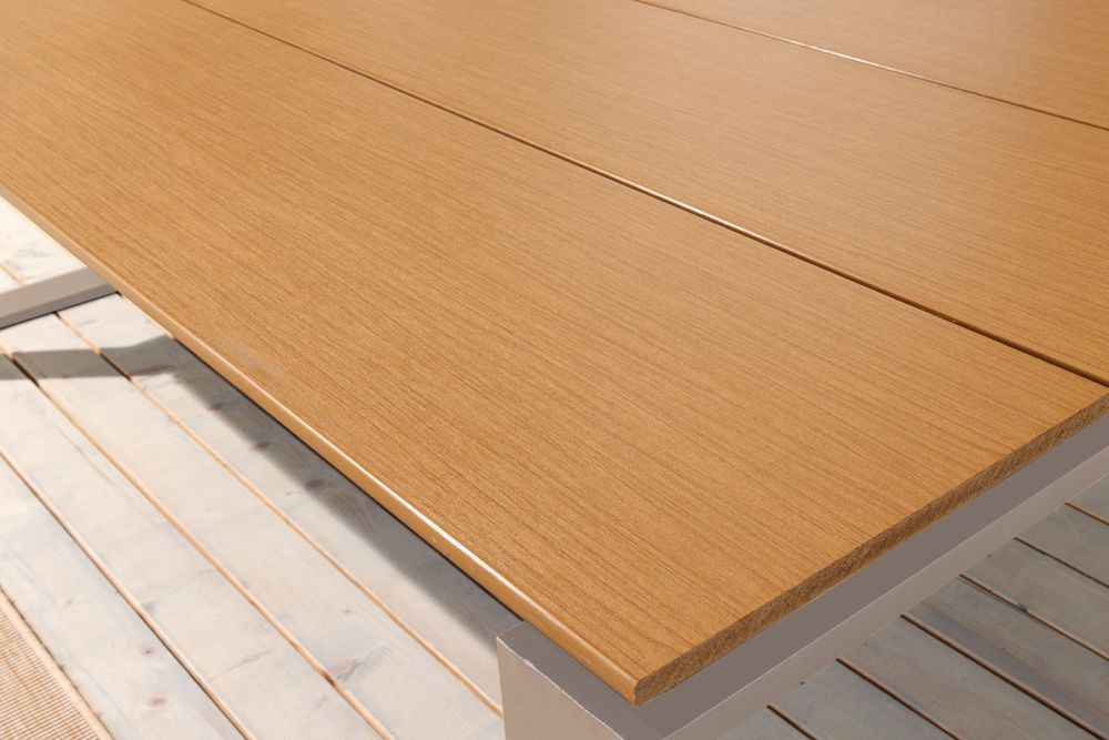 Moderner Gartentisch FLOATING 210cm greige Aluminium wetterfest Outdoor Esstisch