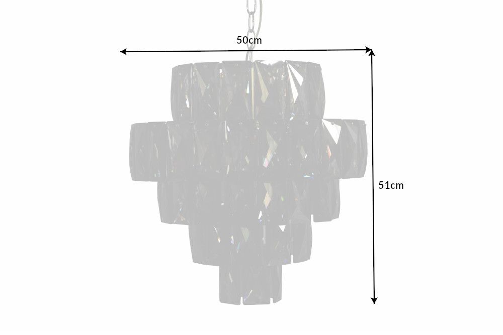 Extravaganter Kronleuchter KRISTALL 50cm edel-grau mit Glasprismen