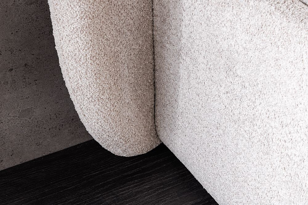 Modernes Boxbett ART DECO 160x200cm greige Bouclé mit Stauraum und Lattenrost