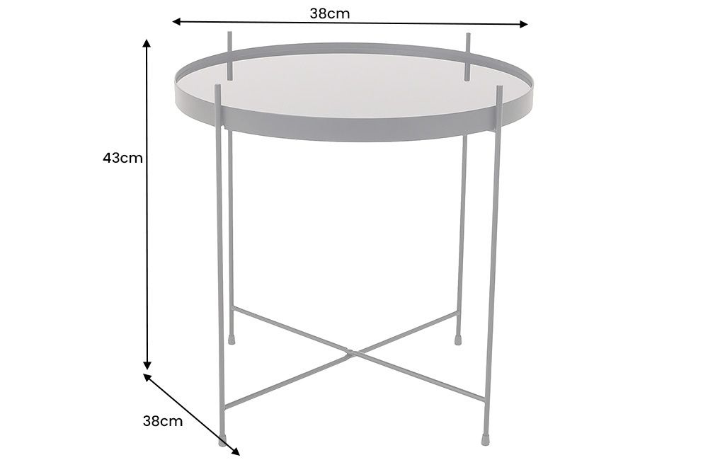 Runder Couchtisch ELEGANCE 45cm anthrazit Glas schwarz Metallgestell