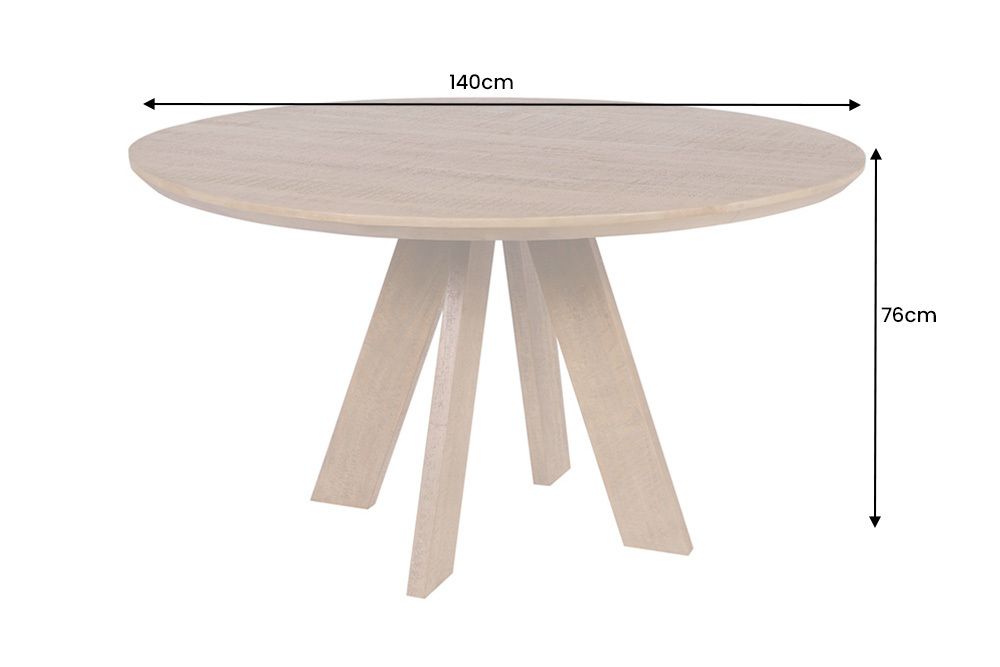 Runder Esstisch ART WOOD 140cm braun massiv Mangoholz
