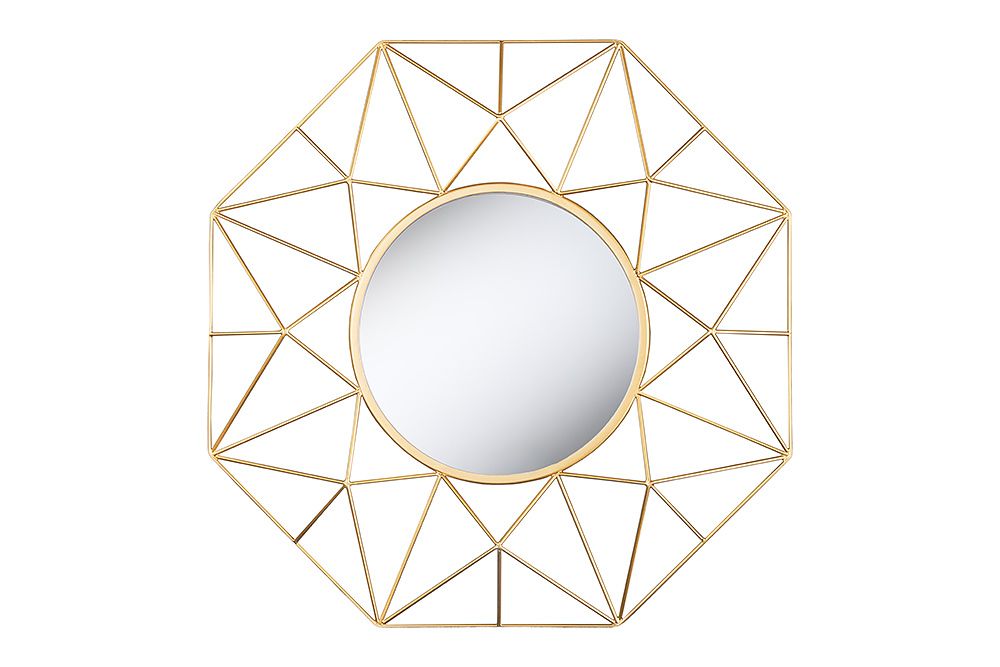 Handgearbeiteter Spiegel DIAMOND L 80cm gold aus Eisen im Retro Design