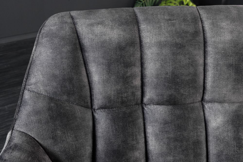 Esszimmer Sitzbank PAPILLON 165cm grau Samt mit Rückenlehne schwarzes Metallgestell