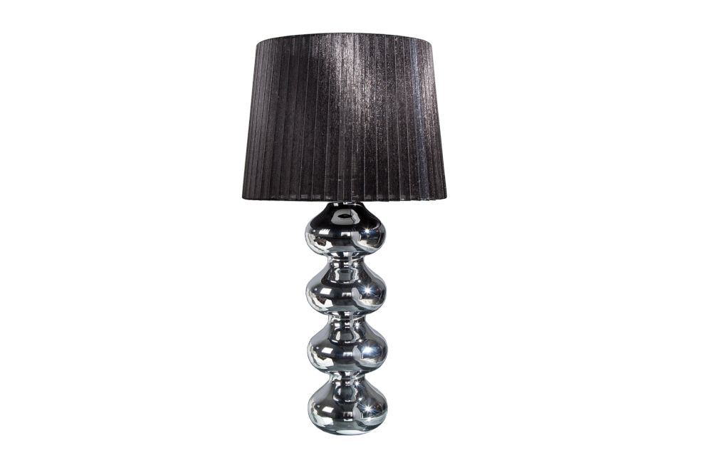Elegante Design Tischlampe MIA 60cm silber Tischleuchte Stoffschirm