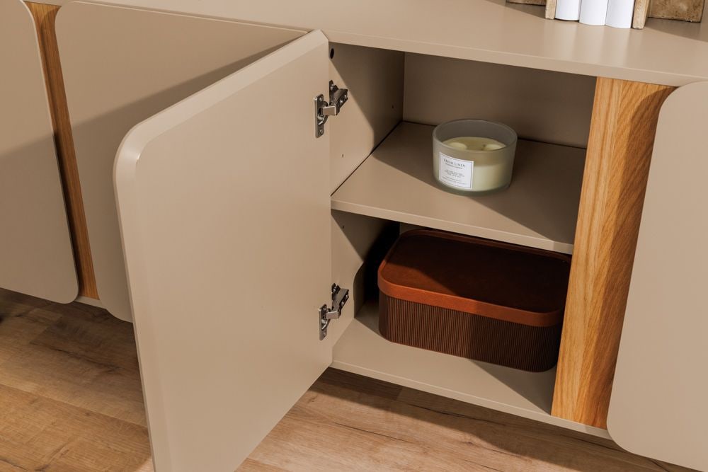 Sideboard COSMO 180cm greige Eiche Soft Close Stauraum