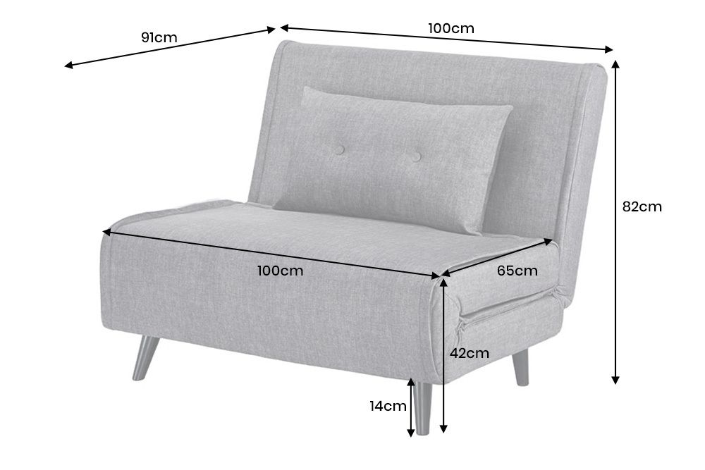 Schlafsessel SMART MULTIFUNCTION 100cm grau Vogue Seiden Samtstoff
