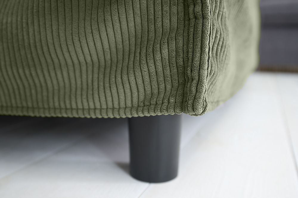 Großer Sitzhocker HEAVEN 100cm grün Cord Sofahocker abnehmbarer Bezug