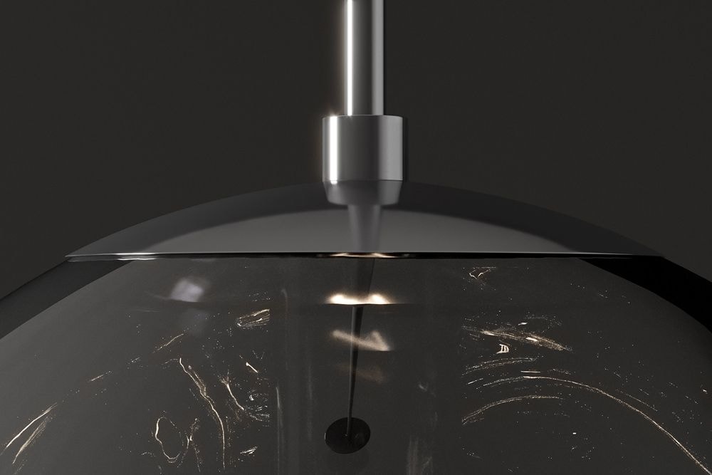 Runde Hängelampe LIQUID DIAMOND 20cm smoke Glas Stahl Kugelleuchte