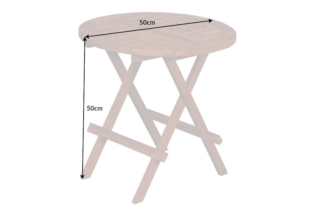 Wetterfester Beistelltisch EMPIRE TEAK 50cm Massivholz rund klappbar Outdoor Gartentisch
