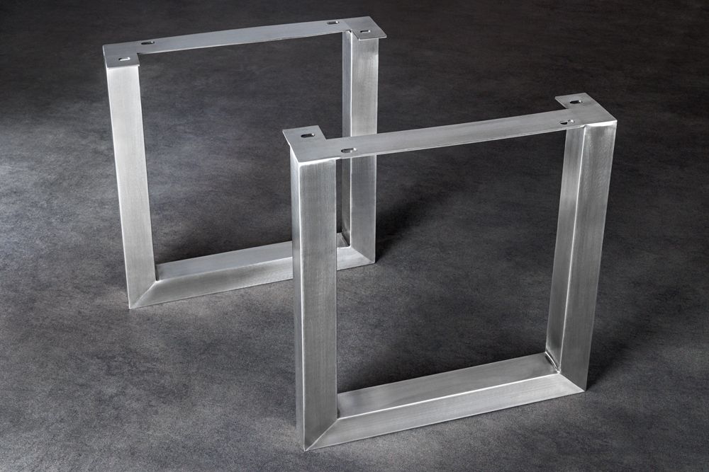 2er Set Tischgestell U-FRAME 70cm Edelstahl gebürstet matt Tischbeine Kufe Esstisch